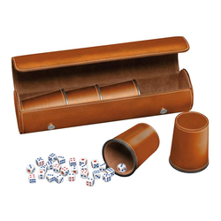 Dice cup set (5) with case and dice (brown) (tärningskopp)